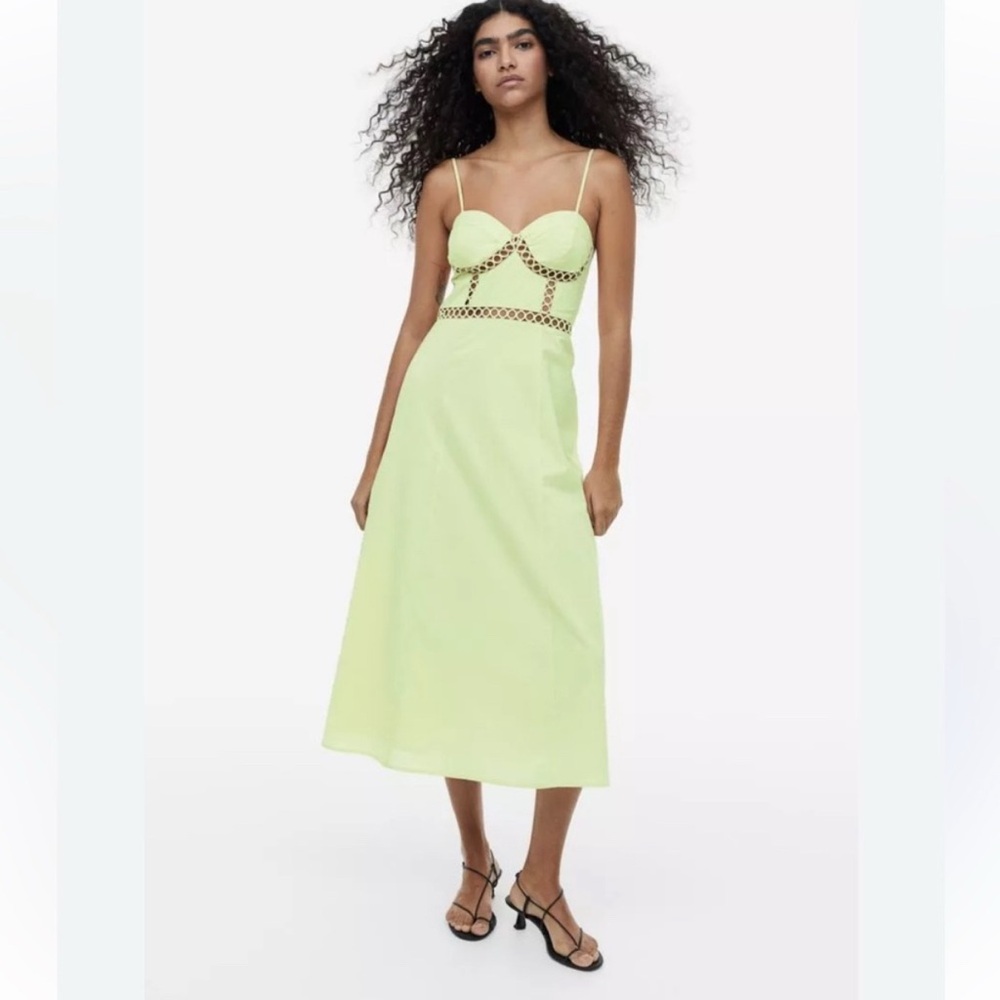 NWT H&M Lime Green Midi Dress, size: M